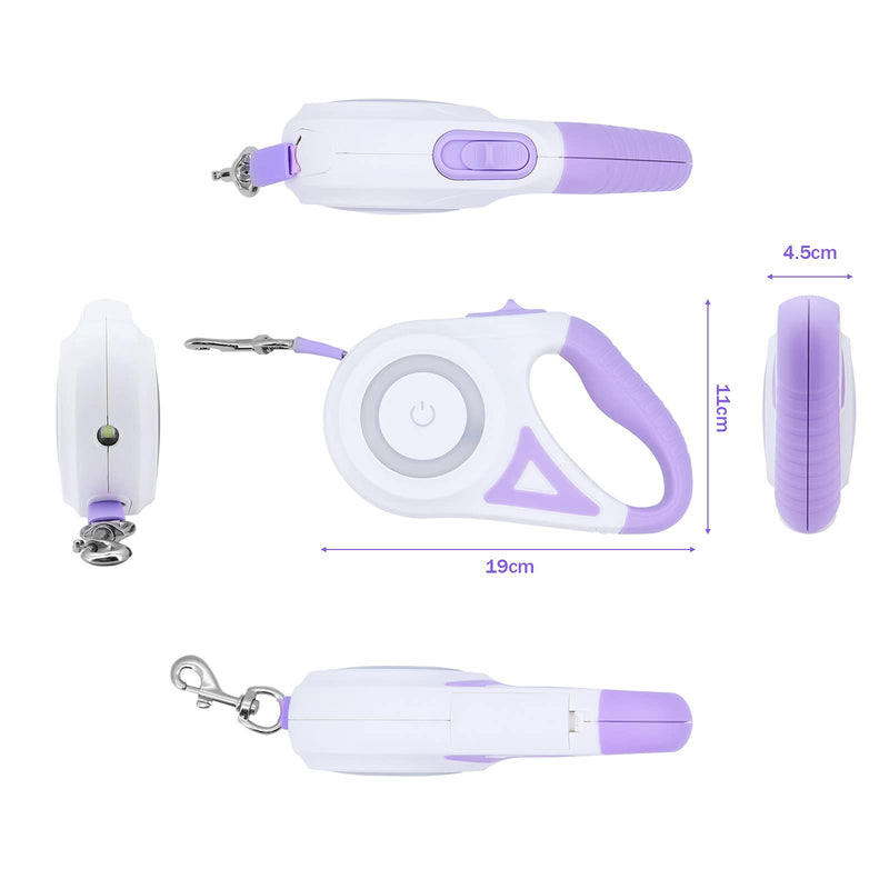 MoYouno 5 m retractable dog leash, heavy-duty dog leash, automatically extendable, for small, medium and large dog breeds up to 5 m 30 kg, retractable dog leash with LED lights white - PawsPlanet Australia