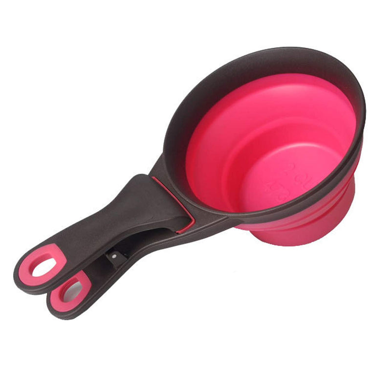 [Australia] - Acronde Collapsible Pet Scoop Silicone Measuring Cups Set Sealing Clip 3 in 1 Multi-Function Scoop Bowls Bag Clip for Dog Cat Food Water Set of 2 (1 Cup & 1/2 Cup Capacity) 