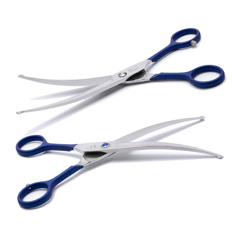 [Australia] - LovinPet Pet 7" Curved Scissor Right/Left-Handed Pet Round-Tip Grooming Stainless Steel Safety Trimming Shears for Dogs and Cats (Easy use Curved Scissor) Blue 