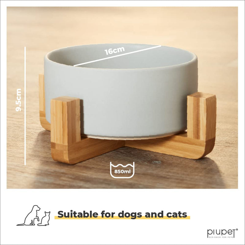 PiuPet® Bowl for Cats and Dogs - 850 ml - Feeding Bowl Cat - Feeding Bowl Dog - Dog Bowl large Dogs (850ml, Grey and White) 850ml - PawsPlanet Australia