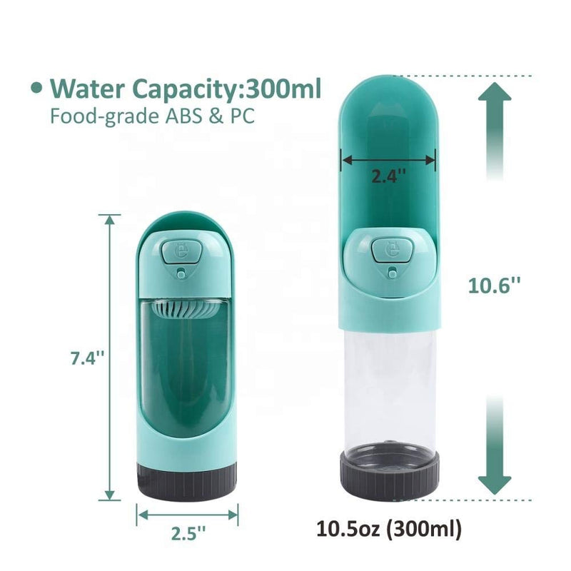 [Australia] - TEQ-ME Outdoor Portable Pet Water Bottle for Walking, Hiking and Travel, Dog Water Dispenser with Filter, Puppy Drinking Water Cup. Four Colors. 10.5 oz / 300 ml. Blue 