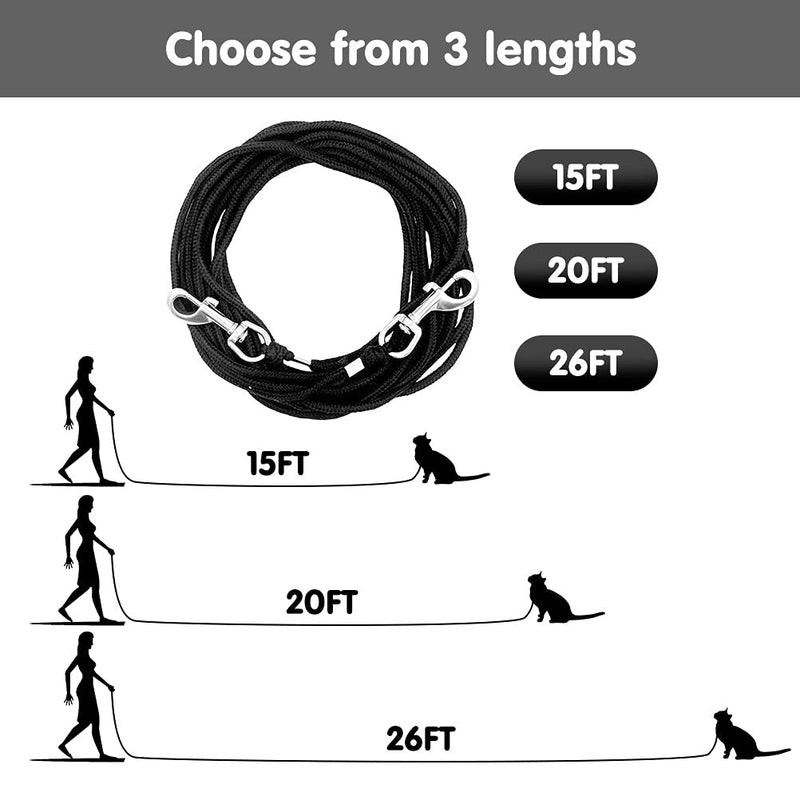 OFPUPPY Long Cat Leash - 15/20/26 FT Escape Proof Walking Long Leash for Yard, Safe & Durable Outdoor Training Leash, Braided Nylon Rope, for Kittens/Puppies/Rabbits/Small Animals 15FT - PawsPlanet Australia