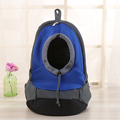 Pet Carrier Backpack for Small Dog Cat up to 8lbs Nylon Dog Travel Bag Front Bag with Breathable Head Out Design Hands-Free Cat Dog Puppy Backpack Adjustable Shoulder Strap for Outdoor Travel Hiking Blue+Black - PawsPlanet Australia