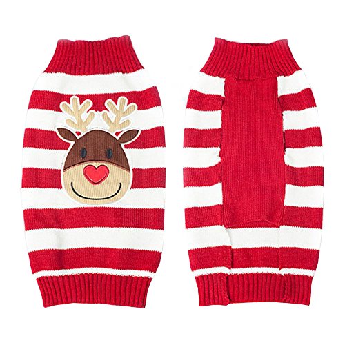 [Australia] - Moorfowl Cute Reindeer Pet Dog Christmas Knitted Sweater Puppy Cat Winter Sweatshirt Clothes Warm Knitwear Hoodies 2XL(Chest27.95",Back23.62") 