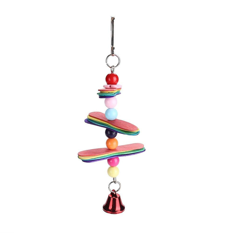 [Australia] - HEEPDD Parrot Hanging Chewing Toys, Pet Bird Colorful Beads Bell Toys Wood Chip Swing Cage Accessory for Small Parrots Parakeets Conures Macaws Cockatiels Love Birds 