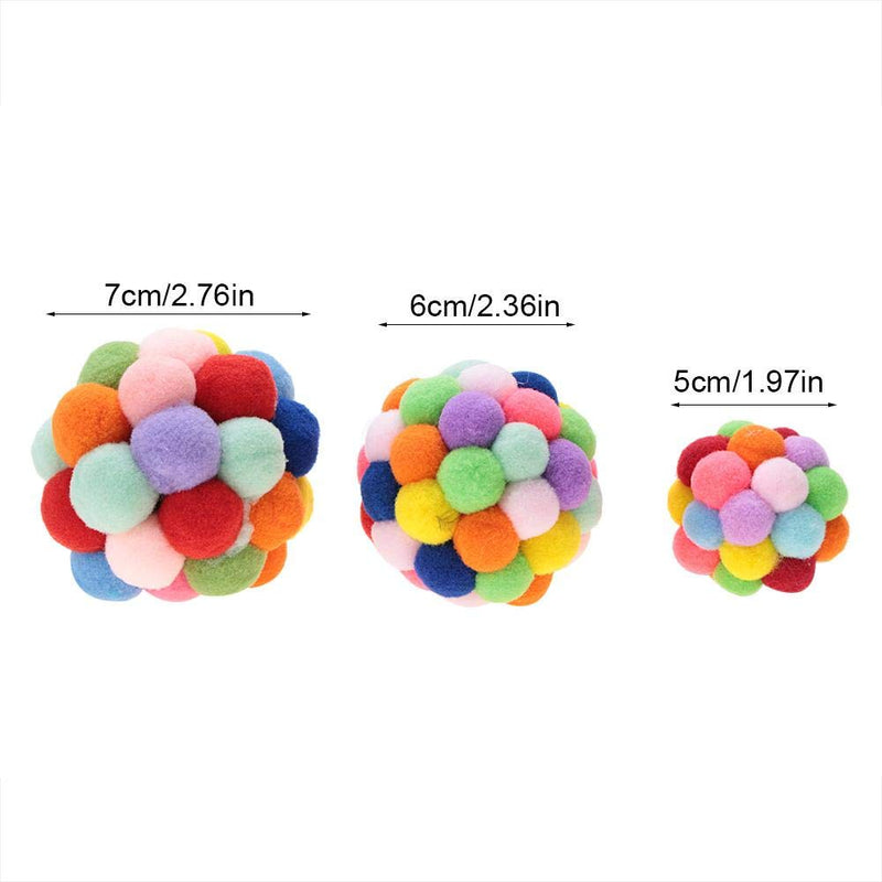 Pssopp Colorful Pet Plush Ball Toy Soft Dog Puppy Cat Toy Ball Playing Ball Exercise Interactive Toy with Bell for Training Playing Chewing(M) M - PawsPlanet Australia