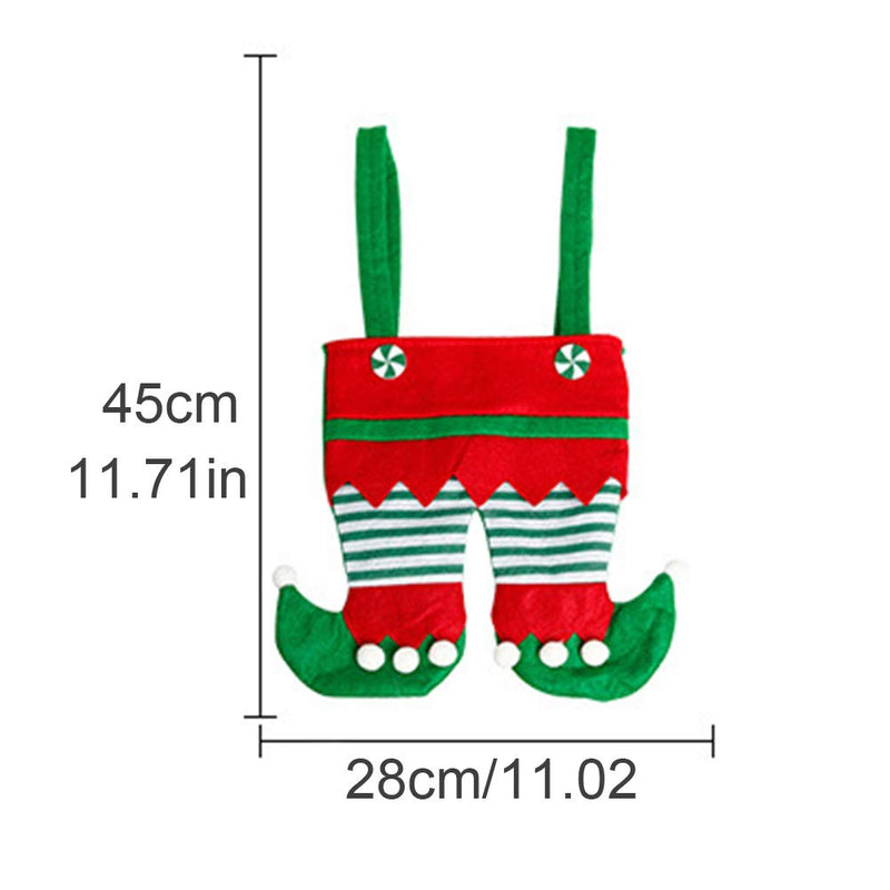 Tookie Christmas Candy Gift Bag, 6pcs Elf Foot Socks Candy Bags, Elf Pants Non Woven Treat Bags with Handle, Santa Candy Bags, Cutlery Supplies Practical for Christmas Decoration(Green) Green - PawsPlanet Australia