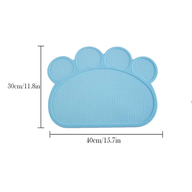 yyuezhi Practical Silicone Pet Food Mats Paw Shaped Dog Cat Food Mat Light Blue Silicone Bowl Mat Silicone Mat Flexible And Easy To Clean Feeding Mat for Food Bowls Non Slip Waterproof - PawsPlanet Australia