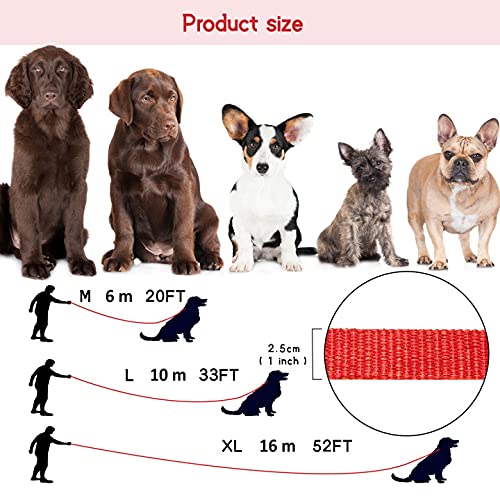 HAPPY HACHI Dog Training Lead with Padded Handle Strong Long Rope Nylon Webbing Recall Obedience Line Leash for Pet (16m/52ft, Red) 16m/52ft - PawsPlanet Australia