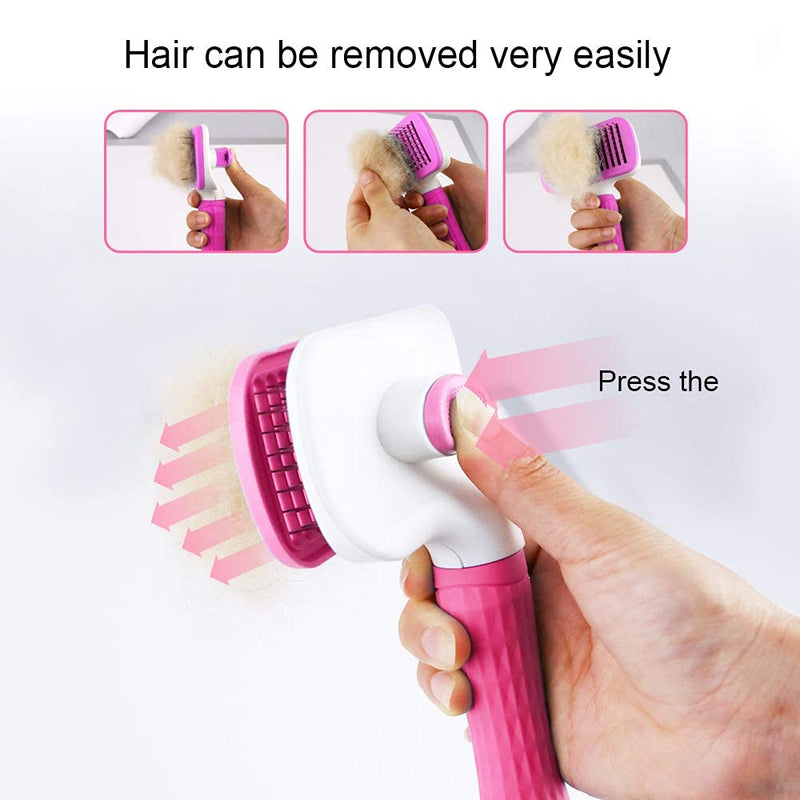 NATRUTH Self Cleaning Slicker Brush for Dogs and Cats,Pet Grooming Tool,Removes Undercoat,Shedding Mats and Tangled Hair,Dander,Dirt, Massages Particle,Improves Circulation (Pink) Pink - PawsPlanet Australia