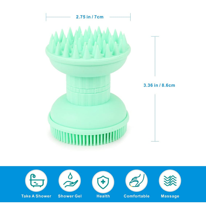 Idepet 4 in 1 Pet Dog Bath Brush,Double Head Cat Dog Massage Brush with Shampoo Dispensers Soft Silicone Brush for Pet Puppy Cats Kitten Teddy Chihuahua Grooming Deshedding Bath Massage (Green) Green - PawsPlanet Australia