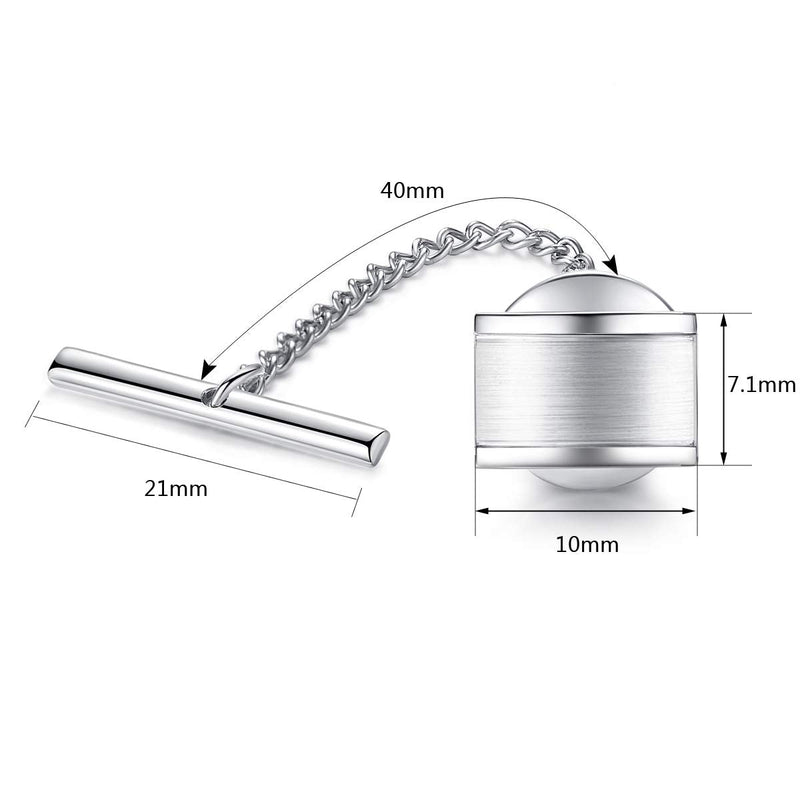 HONEY BEAR Tie Clip with Chain - Stainless Steel for Wedding Gift Business Tie Accessories Silver - PawsPlanet Australia