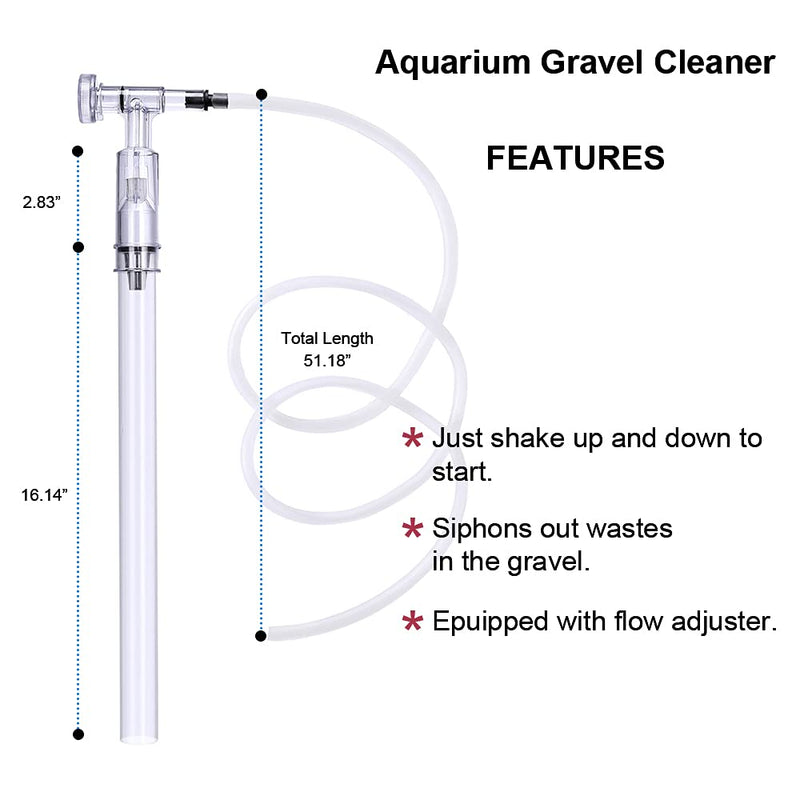 Fish Tank Cleaner Aquarium Siphon Vacuum Gravel - Aquarium Cleaning Tools Kit Algae Scraper Brush and Water Changer with Adjustable Water Flow Controller, Sand Cleaning 16-36 gallons - PawsPlanet Australia