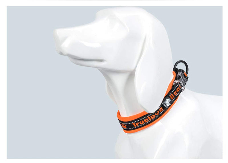 Tineer Ultra Soft Padded Reflective Dog Collar Adjustable Nylon Mesh Breathable Training Pet Dog Collars Outdoor Small Medium Large Dogs (XL, Black & Orange) XL - PawsPlanet Australia