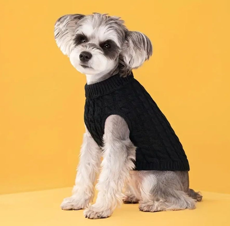 Dog Sweaters Turtleneck Knitted Sweaters Winter Pets Clothes Warm Sweater Coat Outfit for Dogs and Cats. Clothes for Dogs and Cats. (Black, Medium) black - PawsPlanet Australia