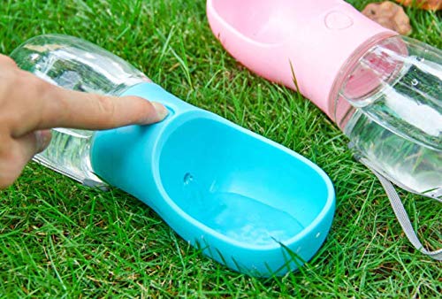 Fiyuer portable dog water bottle for travel, 2 pcs pet outdoor drinking cup water dispenser for Dog Cat Pet Outdoor Walking Travelling Drinking-350ml (Blue Pink) - PawsPlanet Australia