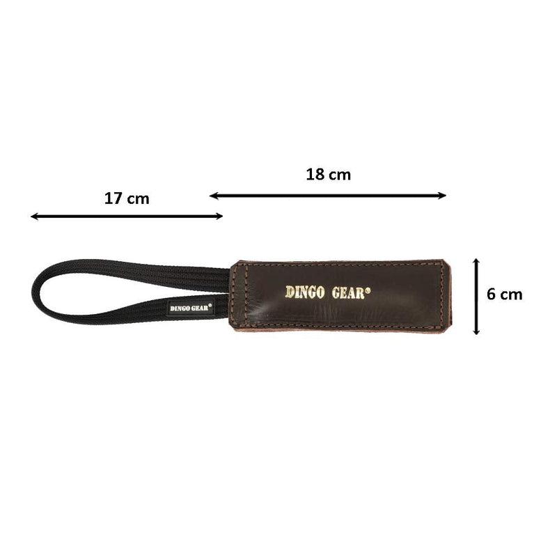 DINGO GEAR Dog Bite Tug Handmade of Brown Leather S00233 18 cm - PawsPlanet Australia