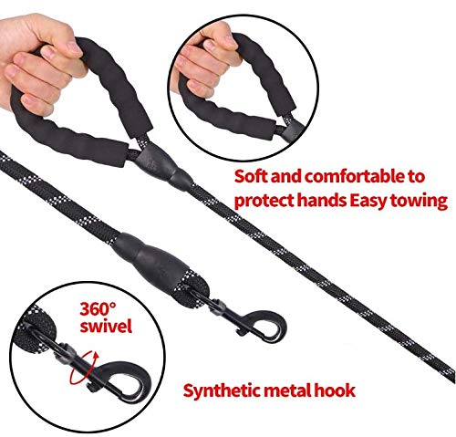 SMIN 5 FT Strong Dog Leash with Comfortable Padded Handle and Highly Reflective Threads Dog Leashes(Black) - PawsPlanet Australia