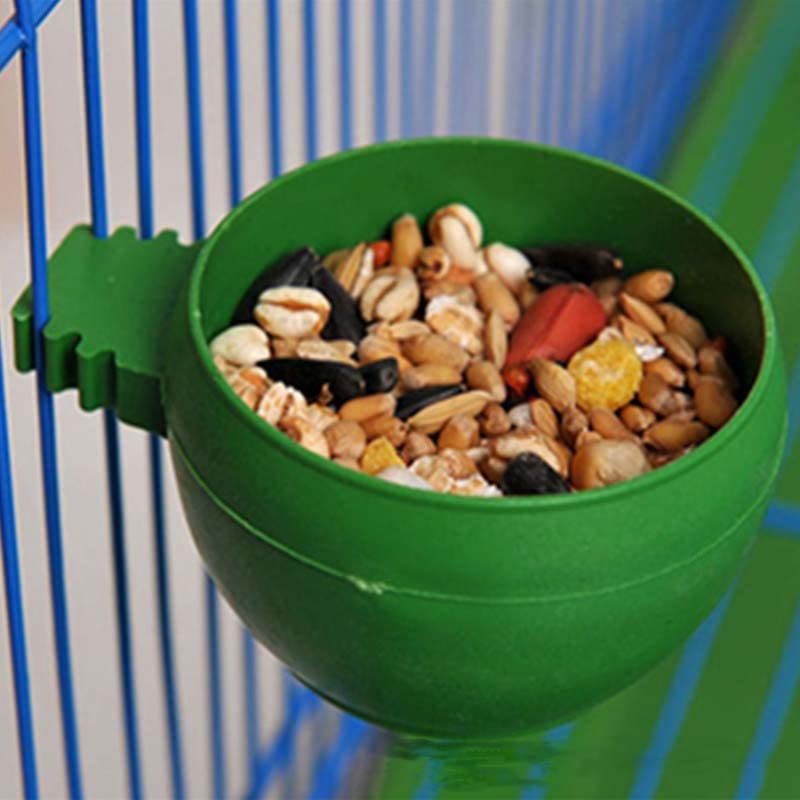 Cotsdan 5Pcs Bird Feeders for Wire Cage Hanging Mini Food Water Bowl Plastic Green Sand Cup No-Tipping Feeding Holder for Parrot Pigeon, Round Diameter 1.96in - PawsPlanet Australia
