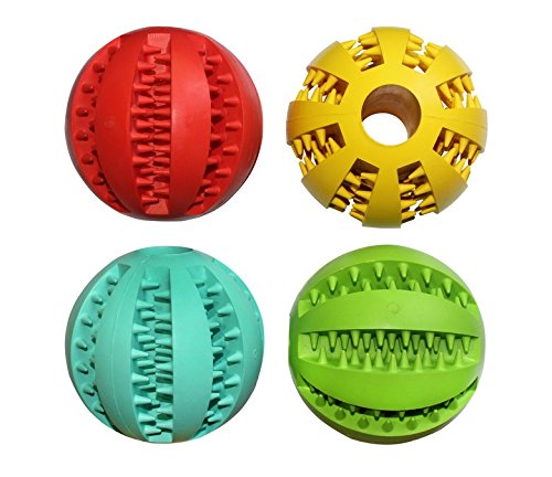 XiaoRui Pet natural rubber chewing ball, dog interactive training toy ball, safe and non-toxic cleaning ball 7 cm.(yellow) Yellow - PawsPlanet Australia