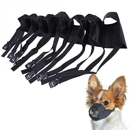 Doggie Style Store Black Soft Nylon Dog Pet Puppy Muzzle 7 Sizes Barking Biting Prevent Bark Mouth Cover Anti Bite Accessory Stop Chewing Adjustable Comfortable Snout Covering Face Mask Size 1 - PawsPlanet Australia
