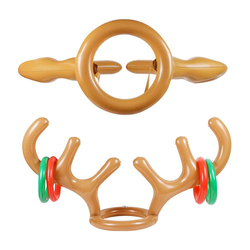 Inflatable Reindeer Antler Ring Toss Game - Christma/Xmas/Holiday Party Supplies Decorations Favors(3 Antlers,12 Rings) - PawsPlanet Australia