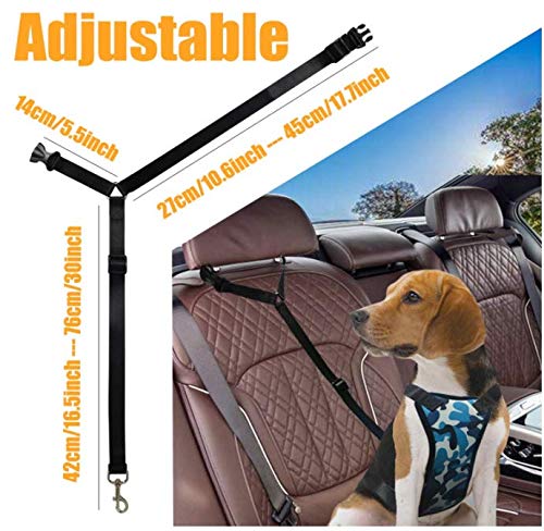 Anlising Car Dog Safety Belt, Pack of 2 Dog Safety Belt, Universal Dog Safety Belt, Adjustable Dog Belt with Elastic Shock Absorption for All Dog Breeds - PawsPlanet Australia