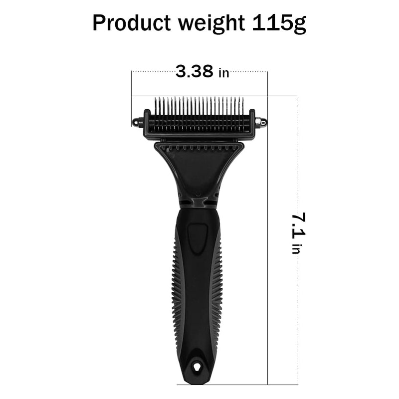 YILUSH Dog Grooming Tool Pet Dematting Comb with 2 Sided Professional Undercoat Rake Grooming Rake Tool for Mats Tangles Removing Shedding Flying Hair for Cats/Dogs Black - PawsPlanet Australia