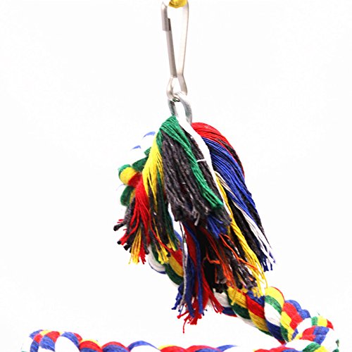 [Australia] - Uheng Bird Perch for Parrots, Natural Colorful Cotton Rope Bungee Bird Toy with Bell, Pet Cage Chewing Swing Bite Toy for Small Medium Parakeet Cockatoo Cockatiel 78.7inch 