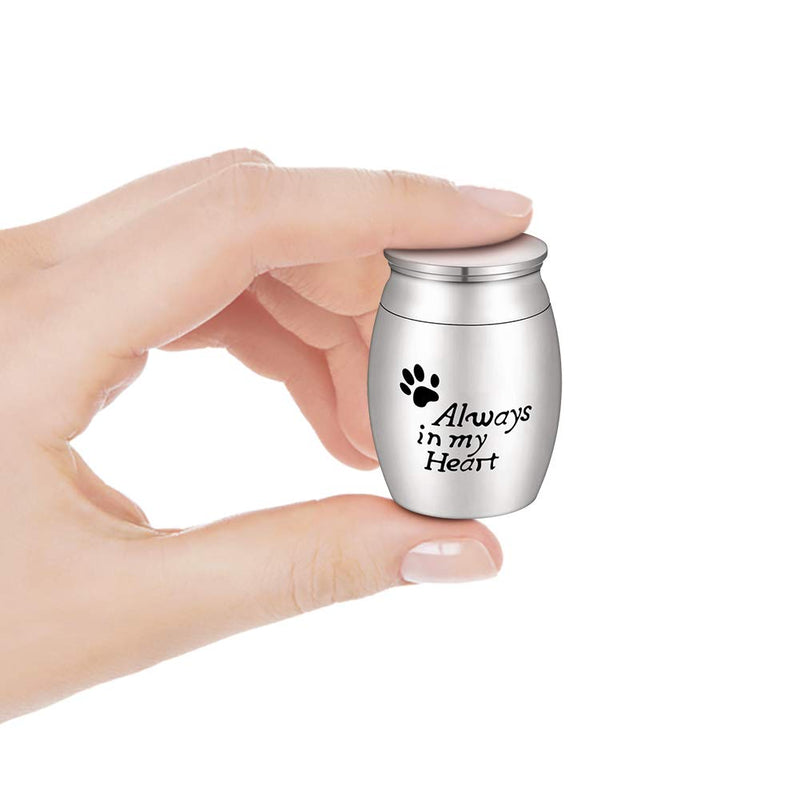 XIUDA Small Cremation Urns for Pet Ashes Mini Dog Paw Keepsake Urn Stainless Steel Ashes Keepsake Urn for Dog/Cat Ashes Holder always in my heart no-engraving - PawsPlanet Australia