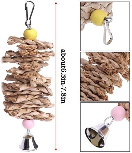 [Australia] - Parrot Toys Chewing Bird Toy Cuttle Bone Beak Grinding Cage Hanging Bell Toys for African Greys Amazon Conure Eclectus Budgies Parakeet Cockatiel Hamster Chinchilla Rabbit, 3 Pack 