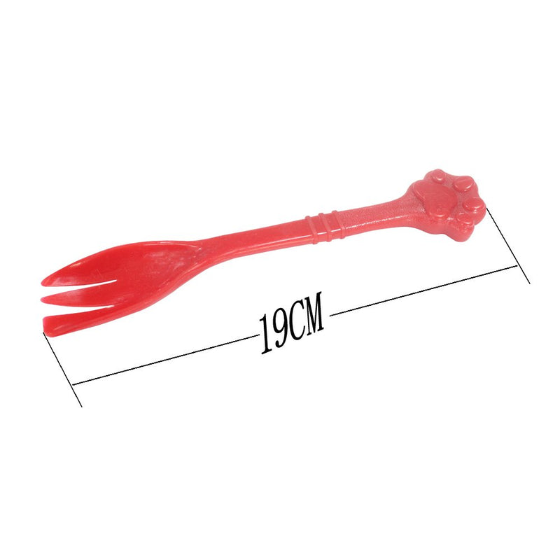 [Australia] - Kunhe Pet Dog Cat Feeding Scooping Can Tin Food Fork Mixing Spoon Red 7.48Inch 