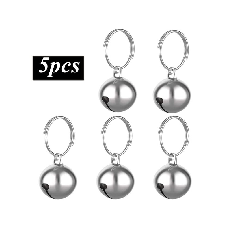 Pamtns Silver Bells Pack of 5 Bells Silver Dog Bell Hunting Silver Jingle Bells Bells Dog Bells Key Rings Metal Bell Dog Bell for Dogs Collar Decor - PawsPlanet Australia