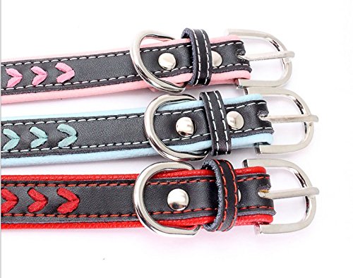 SLZZ Braided Padded Leather Dog Collars - Christmas Gleaming Rhinestone Crown & Stylish Braided - Soft Padded Pet Collar - Fits Small Medium Large Breeds (L:14.2-18.1'',7/8''width, Pink) L:14.2-18.1'',7/8''width - PawsPlanet Australia