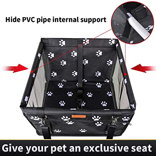 [Australia] - SWIHELP Pet Car Booster Seat Travel Carrier Cage, Oxford Breathable Folding Soft Washable Travel Bags for Dogs Cats or Other Small Pet [ Paw pattern ] 