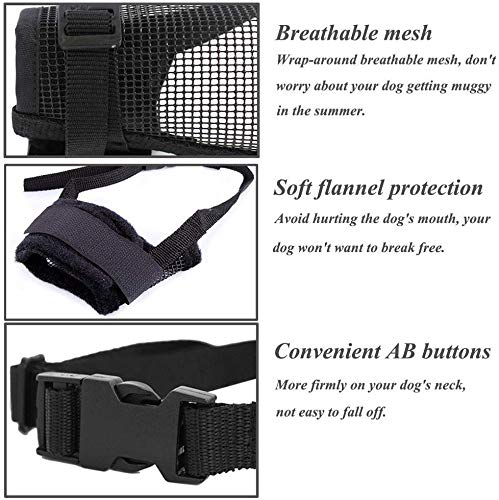 [Australia] - Coppthinktu Muzzle for Dogs - Adjustable Soft Dog Muzzle for Small Medium Large Dog, Air Mesh Training Dog Muzzles for Biting Barking Chewing - Breathable Mesh & Soft Flannel Protects Dog Mouth Cover Nylon Dog Muzzle 