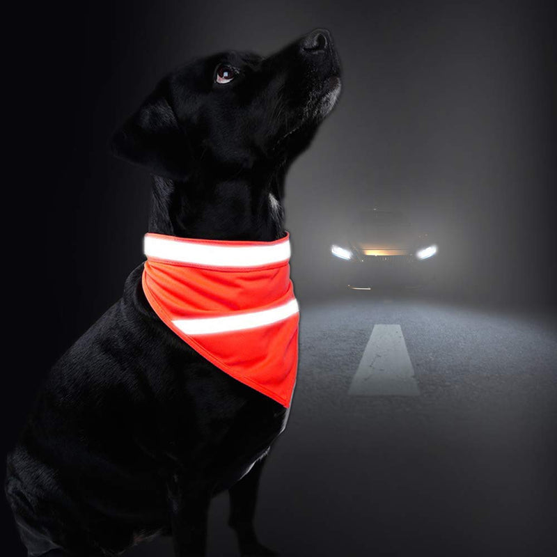 YOFASEN Pet Dog Bandanas - Washable Dogs Cats Kerchief Adjustable Triangle Bibs Tieable Neckerchief with Safety Reflective Strip Fluorescent orange S - PawsPlanet Australia