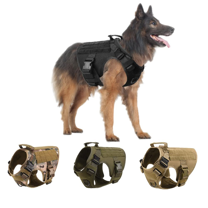 FEimaX Tactical Dog Harness with Handle Military Mesh Work Tactical Dog Harness Vest Chest Harness for Large Dogs No Pull Adjustable Vest for Walks Training (Black, M) Black - PawsPlanet Australia