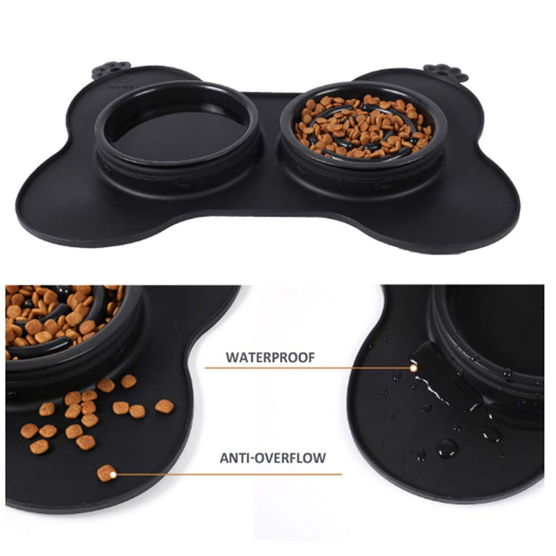 meioro Pet Dog Slow Food Bowl Anti-choke Bowl Non-slip Silicone Pad Pet supplies Medium and Small Dogs Lose Weight To Help Digestion Pet Utensils Slow Eating Dog Cat Bowl(Black) Black - PawsPlanet Australia