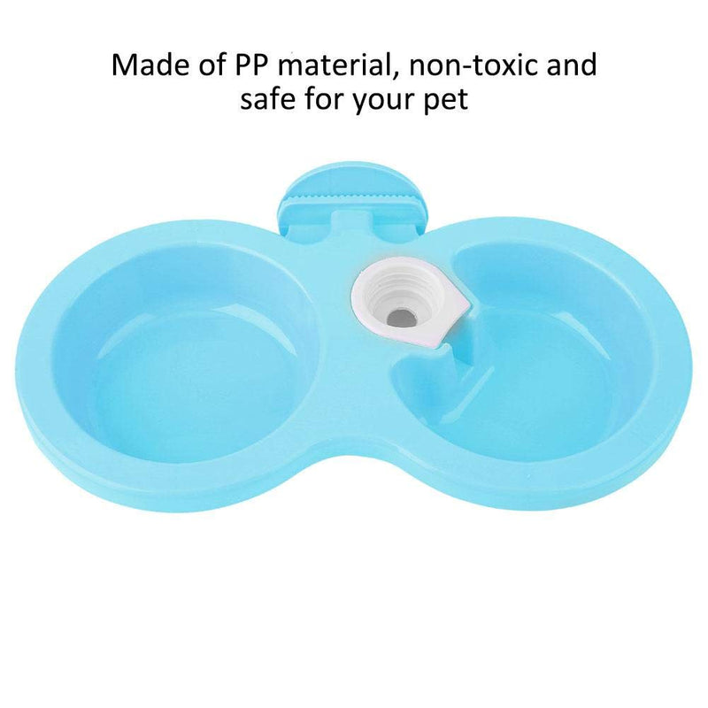 Dual Hanging Pet Bowl Pet Food Water Feeder Feeding Bowl Dog Cat Rabbit Bird Food Basin Dish with Bottle Cap Fastener Design for Crates Cages(Blue) Blue - PawsPlanet Australia