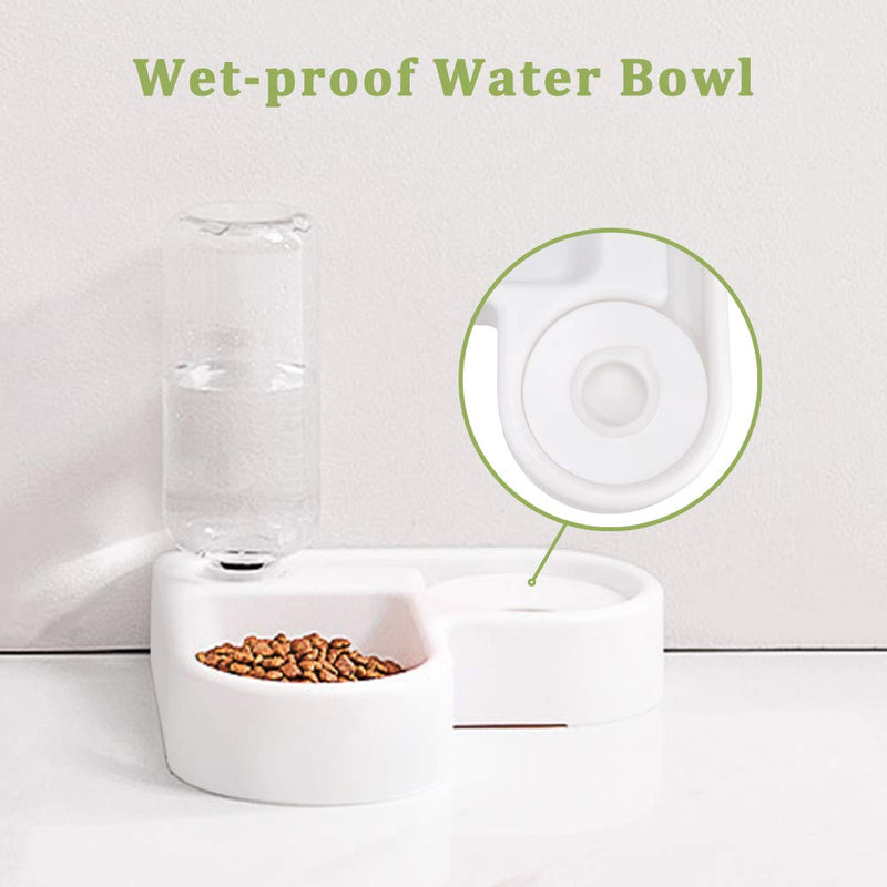 2 in 1 Pet Feeder Water Automatic Dispenser with Bottle for Dog & Cat, Spill Proof Pet Drinking Fountain Water Bowl for Pets Feeding, No Spill Pet Water Bowl for Puppy Kitten Feed Pet Bowl(White) - PawsPlanet Australia