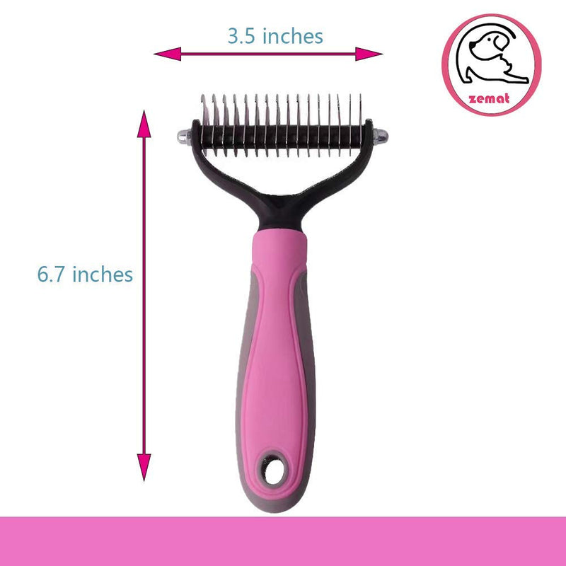 Zemat Pet Grooming Tool-Double-sided undercoat rake for dogs and cats-Safe and effective hair removal comb for removing mats and tangles- - PawsPlanet Australia