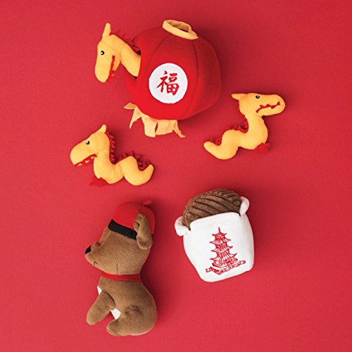 [Australia] - ZippyPaws NomNomz Plush Squeaker Dog Toy The Foodie Pup Chinese Take Out 