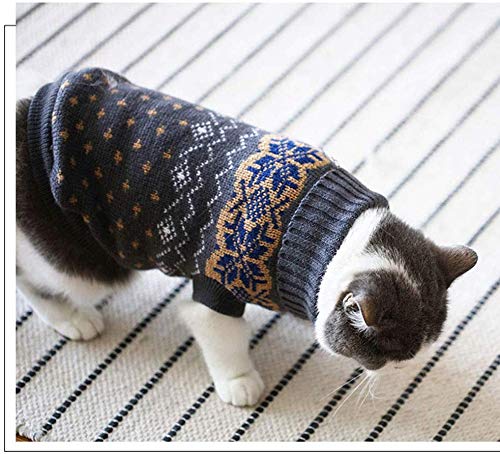 Evursua Cat Clothes Sweater for Kitten Small Dogs, Cats Winter Knit Clothing Warm Soft and High Stretch, fit Pet Male Female XS-chest 10inch Dark gray/khaki dot - PawsPlanet Australia