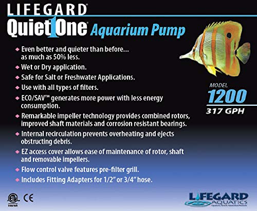 [Australia] - Quiet One Lifegard Aquarium Pump, 317-Gallon Per Hour 