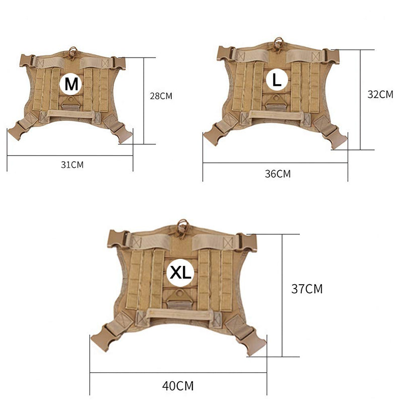 S.Lux Tactical Service Dog Harness, Training Dog Vest Molle Patrol Escape-Proof Harness for Small Medium Large Dogs Pet Adjustable with Handle for Outdoor Walking 1000D Nylon (L, Army Green) L - PawsPlanet Australia