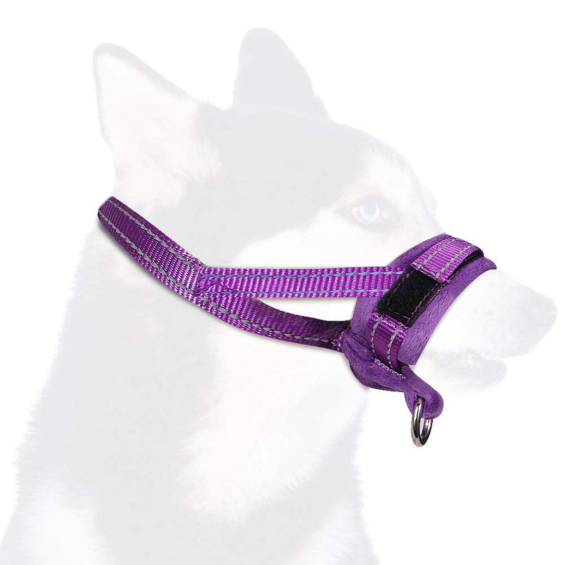 SlowTon Dog Muzzle Made of Nylon, Adjustable Loop Dog Muzzle, Soft Flannel Pad, Comfortable, Breathable, Safe, Quick Fit Muzzle for Small Medium Dogs Purple M - PawsPlanet Australia