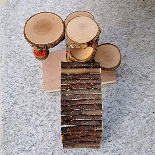 Zakynuye Hamster Natural Wooden Cage Toy Sets, Small Pets Apple Wood Play Ground, Rats Climbing Platform with Wood Bridge/Food Bowl/Tunnel/Ladders, Teeth Care Molar Toys Accessories Style A - PawsPlanet Australia