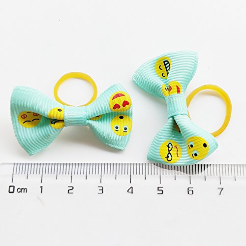 Chenkou Craft 40pcs/20pairs New Dog Hair Bows with Rubber Band Pet Grooming Products Mix Colors Varies Patterns Pet Hair Bows Dog Little Puppy Accessories (Bow with Rubber Band) - PawsPlanet Australia