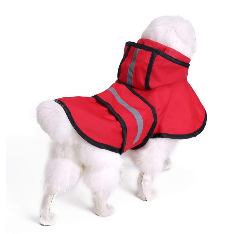 [Australia] - WarmHeaven Adjustable Pet Raincoat Reflective Dog Rain Poncho Jacket with Hood Waterproof Rain Slicker for Medium Large Breed Length:22.8in Chest:31.5" Neck:18.9" Easy On and Off Red 